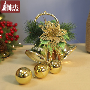 琳杰圣诞铃铛15CM宽35CM圣诞双铃铛圣诞树挂件圣诞节装饰铃铛饰品