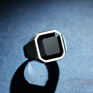 不褪色 轻奢气质黑钻钛钢戒指男潮食指网红指环个性简约时尚百搭