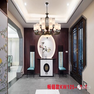 绿豹灯饰水墨名山系列合金材质新中式风格吊灯kw125/12 6