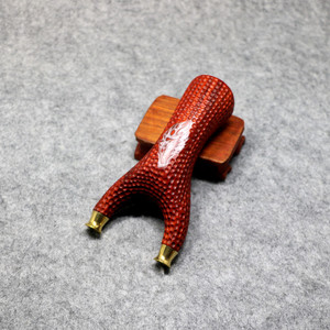 铜头麻坑狼头血檀实木扁皮筋犀牛角木飞虎叉反曲紫光檀木弹弓包邮