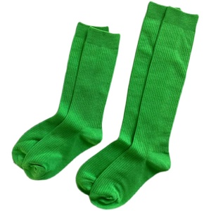 网红超火bv袜子中筒绿色纯色高筒袜女 高级莫代尔棉袜双针细条纹