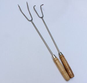 不锈钢木柄肉钩子烧腊钩烤鸭鸡鹅双钩肉叉加长捞卤味钩叉抓肉双勾