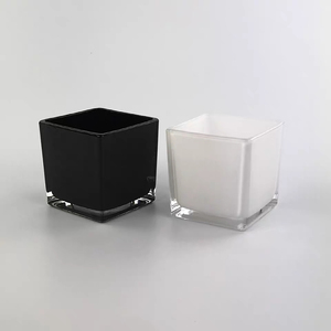 黑色白色银色金色玻璃方缸花瓶正方形矮居家卧室客厅插花装饰摆件