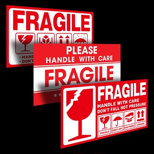易碎品英文标签贴纸fragile标贴标识跨境国际物流发货不干胶唛头