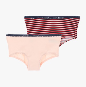 海外直邮tommy hilfiger女孩青少年字母logo有机棉平角内裤 2条装