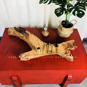 树桩柏木根雕随型天然茶台民宿会所茶室实木茶台设计师人文艺术