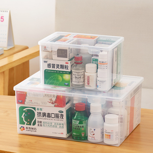 家用医药箱大容量药盒小型急救箱药物品抗原检测试剂整理盒收纳盒