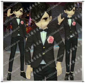 劲舞团最新版男装yy搭配黑色玫瑰唤晴西装帅气质成熟酷套装7天