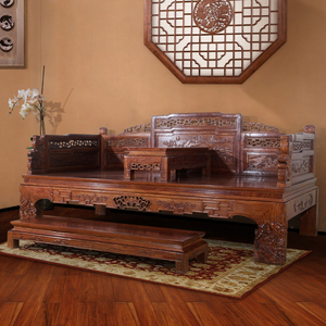 红木新中式罗汉床 实木客厅家具花梨木刺猬紫檀沙发榫卯古典床榻