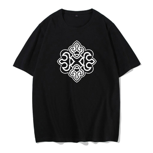 mongolia蒙古元素花纹民族风t恤男短袖纯棉潮牌半袖潮上衣服夏