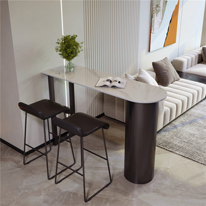 现代简约小户型家用客餐厅隔断小吧台桌沙发边铁艺岩板吧台桌轻奢
