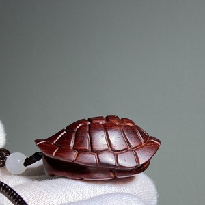 保真印度小叶紫檀手工雕刻龟甲富甲天下手把件高密老料