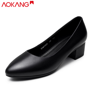 奥康皮鞋女粗跟