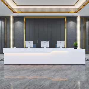 现代简约时尚烤漆前台公司接待台大堂吧台柜台形象台迎宾台定制台