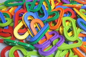 几何串联积木 儿童塑料拼插 亲子益智玩具 几何扣环 大号C型链条