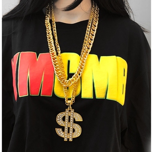 网红嘻哈夸张仿真土豪大金链子道具搞笑创意搞怪男粗塑料舞台项链