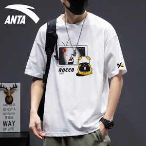 安踏汤普森rocco篮球短袖t恤男2022夏季新款纯棉休闲男t152221114