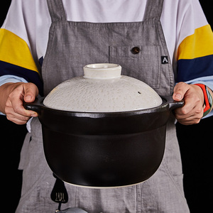 000人付款淘宝华月大黑锅大黑窑日本原装进口万古烧土锅 家用耐高温