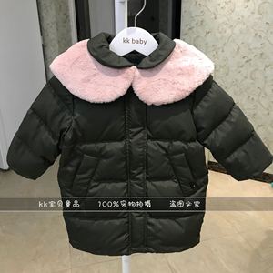 kkbaby韩国童装原单18冬男童女童宝宝军绿色加厚保暖羽绒服外套