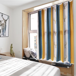 滑轨飘窗帘定制遮光防晒遮阳窗帘免打孔安装u形l形导轨吊环小短帘