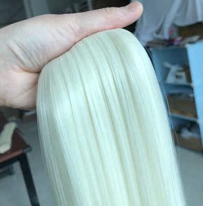 米白色长直发假发片一片式无痕挑染接发垫发金色片发浅色欧美金发