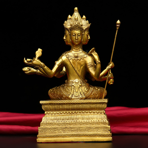 高档纯铜泰国四面佛摆件大梵天王佛像有求必应佛印度神像泰式装饰