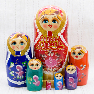 正品俄罗斯特产7层套娃娃可爱宝宝益智玩具纯手工椴木伴手礼物