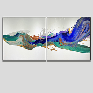 高品质原创手绘现代简约装饰画油画抽象画海浪当代轻奢客厅挂画