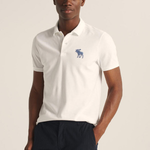 美国af小鹿大号标识款弹力polo衫男短袖t恤翻领纯棉宽松休闲潮流