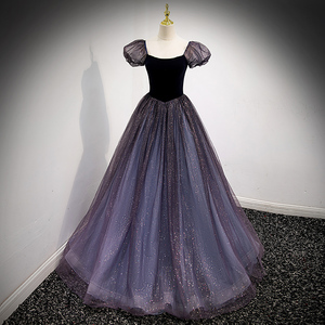 晚礼服女长裙紫色法式在逃公主蓬蓬裙轻奢小众高端声乐艺考高级感
