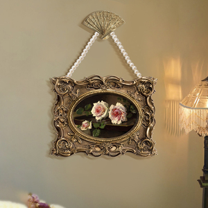 法式古典巴洛克珍珠玄关装饰画美式中古月季客厅挂画卧室摆台相框