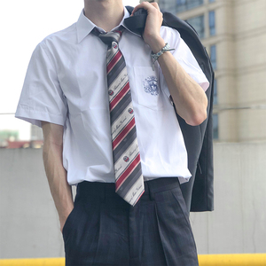 放学后的制服馆dk制服白色刺绣衬衫男款短长袖秋装日本学生校班服