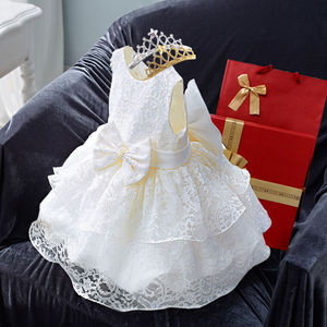 周岁女宝宝礼服春秋洋气背心裙套装儿童夏季一岁生日宴白色公主裙