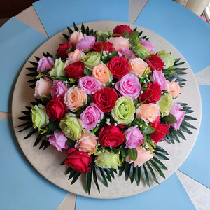 大圆桌花圆形餐桌花摆花仿真酒店饭店台花电动转盘中间摆设装饰花