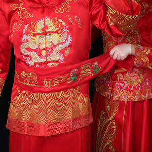 结婚红布腰带腰缠万贯中式婚礼压腰钱刺绣腰带新娘新郎结婚庆用品