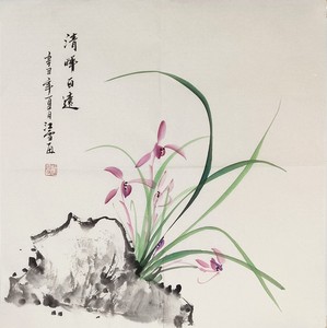 现货实拍国画作品兰花一尺斗方水墨画书房字画手绘装饰花鸟画
