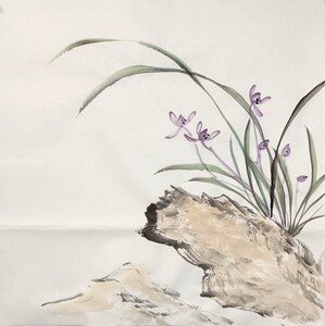 无款国画兰花纯手绘写意花鸟画三尺斗方客厅走廊装饰字画真迹挂画