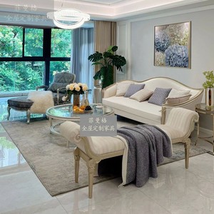 美式轻奢沙发实木简约风皮布艺现代法式客厅组合别墅高端家具时尚