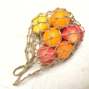 复古镂空水果网兜80年代手提网兜购物袋麻绳棉线编织老式怀旧网袋