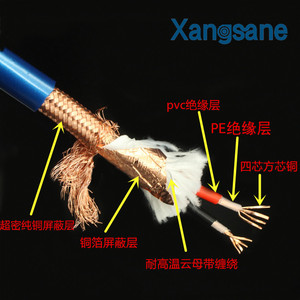 Xangsane发烧信号线 方芯单晶铜HiFi音频连接线 全铜箔缠绕音频线