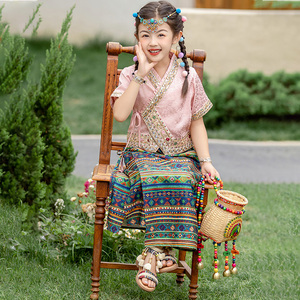 傣族服装儿童女新款泼水节云南西双版纳舞蹈服六一表演服套装夏季