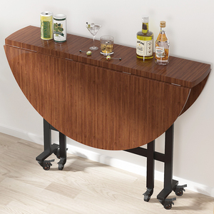 折叠桌家用可移动餐桌小户型多功能吃饭桌子免安装简易客厅大圆桌