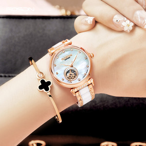 劳士顿手表镂空全自动机械表手表女大表盘劳士顿时尚女表品牌正品