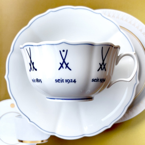 德国 meissen 梅森瓷器 蓝色双剑 历代logo 下午茶 茶杯碟