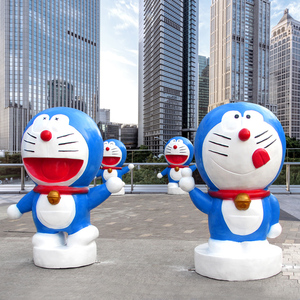 户外卡通叮当机器猫玻璃钢雕塑哆啦a梦摆件商场幼儿园美陈装饰品