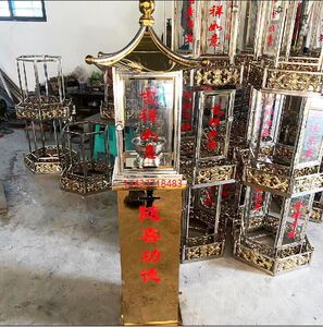 点香器不锈钢寺庙功德箱油灯功德箱佛具佛堂祠堂双用金色