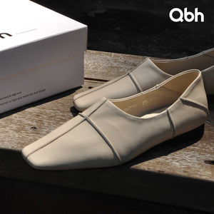 Qbh BASIC 希腊古典配色 手工十字合缝工艺 真皮经典拖鞋单鞋女鞋