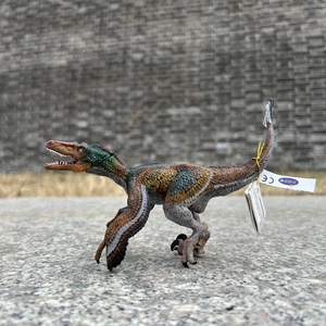 法国PAPO 速激龙55055伶盗龙彩色羽毛侏罗纪仿真恐龙动物玩具模型