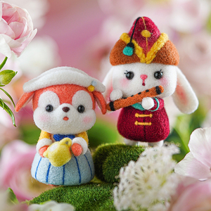 天猫羊毛毡戳戳乐diy材料包情侣手工玩偶礼物挂件扎扎乐小企鹅搓搓乐2