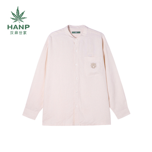 Hanp/汉麻世家透气男大麻汉麻长袖衬衫宽松男士春夏时尚纯色衬衣